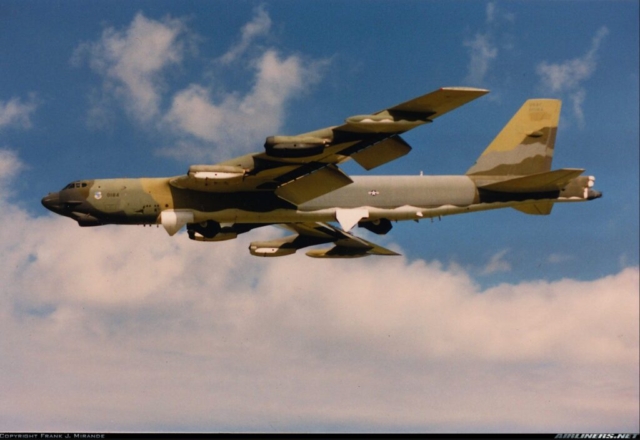 Images of the specific Boeing B-52G-100-BW Stratofortress, serial number 58-0188 are scarce, likely due to its loss in the 1968 Thule Air Base incident. However, to provide you with a visual reference, here are images of similar B-52G Stratofortress aircraft from the same production block: Boeing B-52G-100-BW Stratofortress, 58-0184, MSN: 464252 out of Griffiss AFB, Rome, NY.