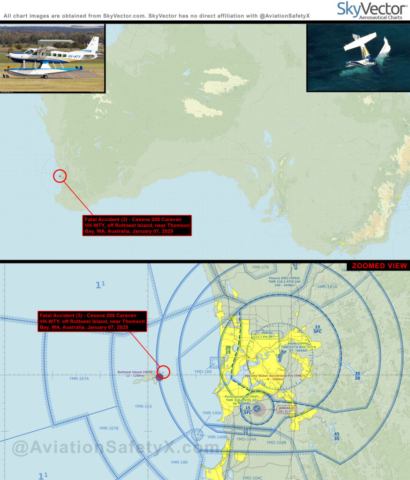 Fatal Accident (3 fatal; 3 serious; 1 uninjured) - Cessna 208 Caravan 675, VH-WTY, off Rottnest Island, near Thomson Bay, WA, Australia, January 07, 2025