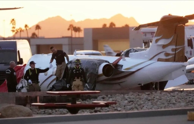 A detailed aviation accident report on the February 10, 2025, crash of a Learjet 35A (N81VN) at Scottsdale Municipal Airport, Arizona. The report includes information on the aircraft’s ownership, flight details, landing gear failure, collision with a parked Gulfstream 200, investigation findings, weather conditions, and ongoing safety assessments by the NTSB and FAA. The document analyzes potential contributing factors such as mechanical issues, approach descent rates, pilot fatigue, and regulatory compliance, providing a comprehensive breakdown of the incident and its implications for aviation safety.