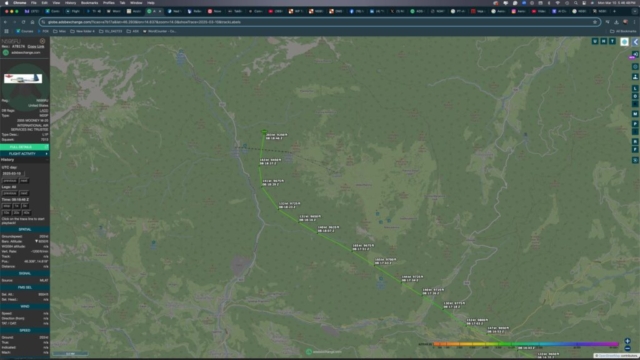 Fatal Accident (1) - Mooney M20R Ovation 2 GX, N595RJ, Velika Planina, Slovenia, March 10, 2025 - ADS-B track