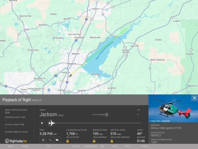 Fatal Accident (3) - Eurocopter EC135 P2+, N835CS, near Canton, MS, March 10, 2025